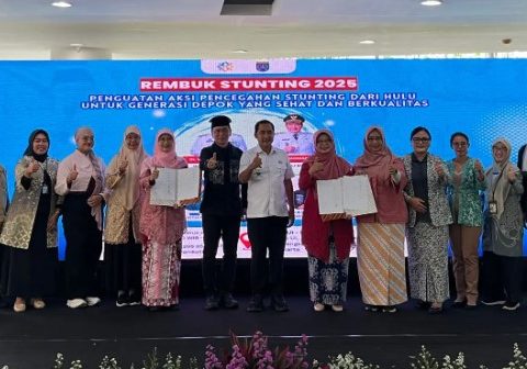 Wakil Wali Kota Depok, Chandra Rahmansyah bersama lintas sektor TPPS, dalam acara Rembuk Stunting 2025, di Felfest UI,.